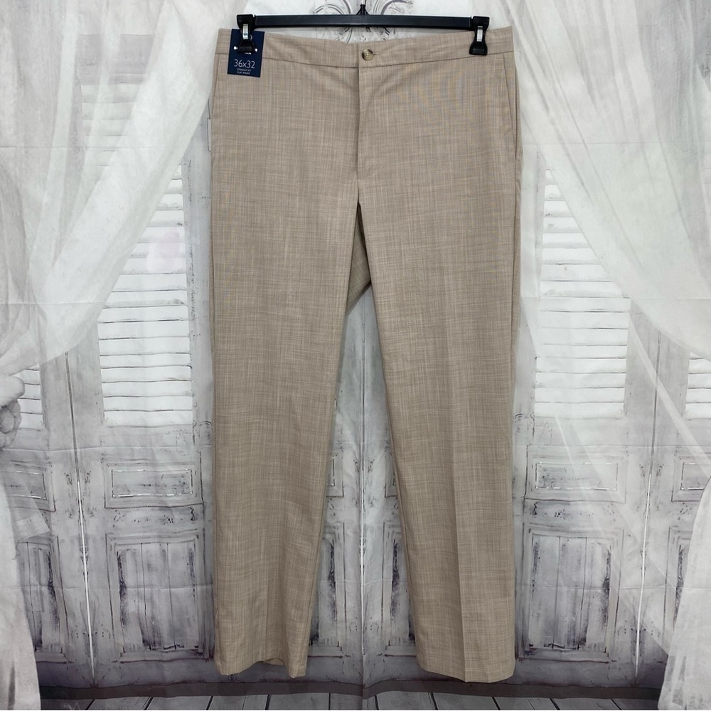 Hart Schaffner Marx Size 36x32 Pants Khaki Beige Tan Dress Slacks Straight Flat